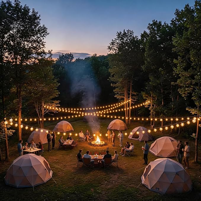 RTTY Dense-Glow 300FT Modular Professional Outdoor String Lights System with 150 G40 Bulbs(3x100FT)-Configure for Estate Borders, Multi-Area Event Sites, Commercial Corridors & Permanent Installations