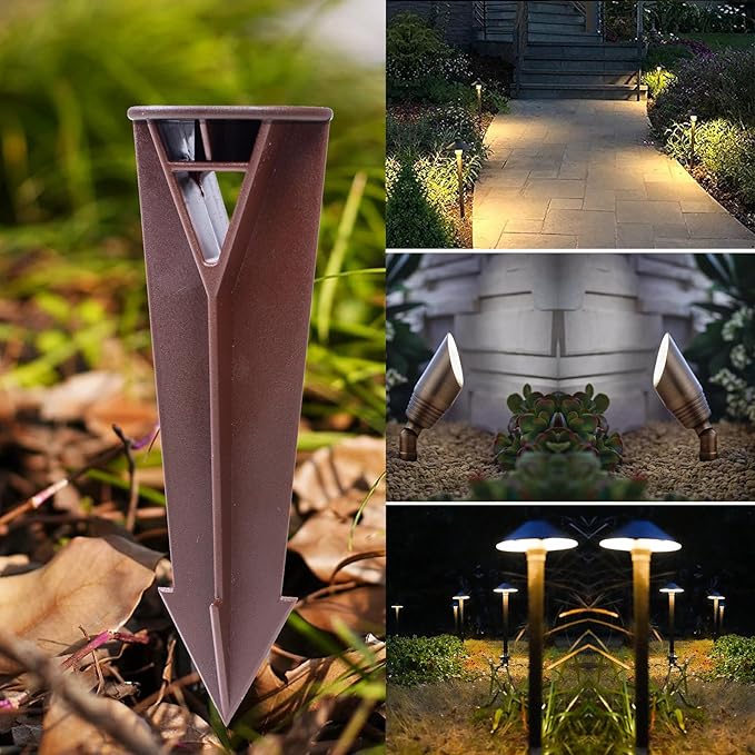 ABS Plastic Ground Stake Spike Replacement for Low Voltage Landscape Light，Outdoor Garden Spotlight Pathway Flood Light,1/2"-14 NPSM Thread