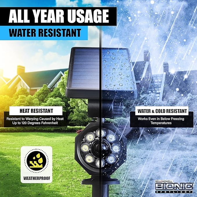 Bell+Howell Bionic Spotlight Original LED Solar Outdoor Lights with Motion Sensor Super Bright Outdoor Solar Lights Waterproof Landscape Lighting for Yard, Garden Outdoor Lighting As Seen On TV