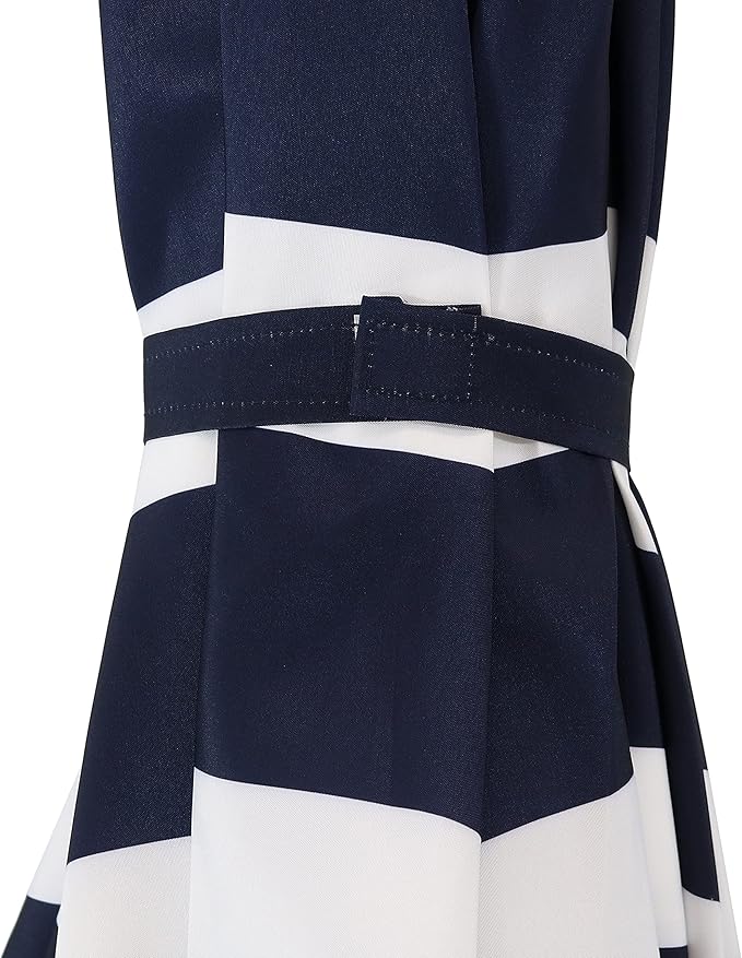 Sunnydaze Outdoor Patio Umbrella - Polyester Table Market Umbrella with Push-Button Tilt and Crank - 8 Sturdy Ribs - Navy Blue Stripe - 9ft