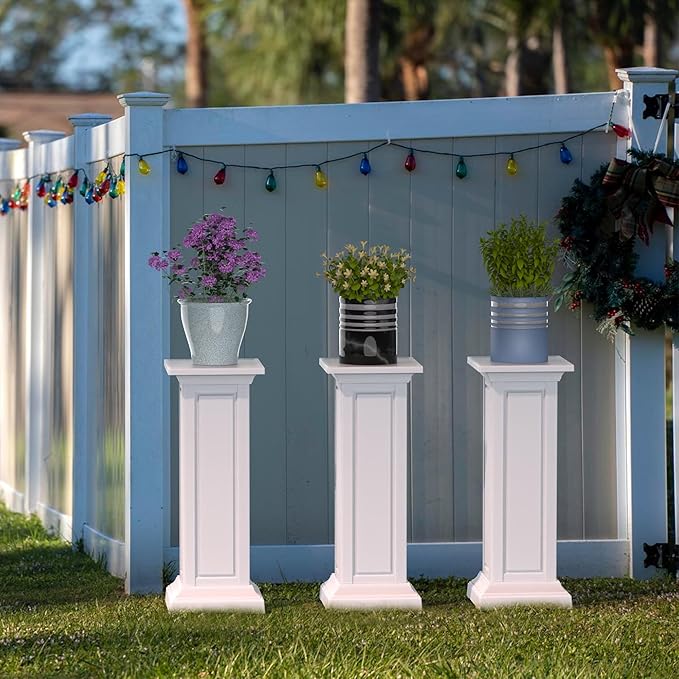 36in Tall Resin Planter Set of 2,Large Outdoor Planter for Porch, Garden, and Balcony, Weight-Bearing Top, Weather-Resistant, Classic Estate Design for Flowers and Trees(Ashen)
