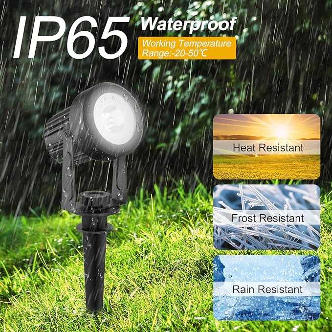 T-SUNUS Christmas Solar Garden Spotlight Outdoor 6-in-1 White Landscape Spot Lights IP65 Waterproof Separated Panel Dusk to Dawn 6000K Spotlights for Tree Yard Driveway Pathway Porch Walkway Halloween