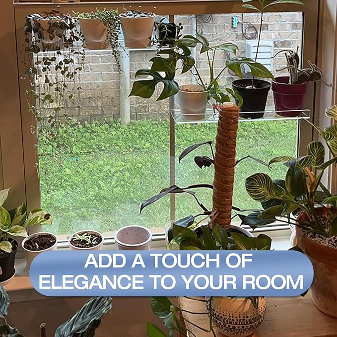 2-Pack 15 Inch Acrylic Window Boxes Plant Shelves, with Suction Cup Window Sill Extender, for Indoor/Outdoor Succulents, Micro Greens, Seed Starter Pots, Herb Planters