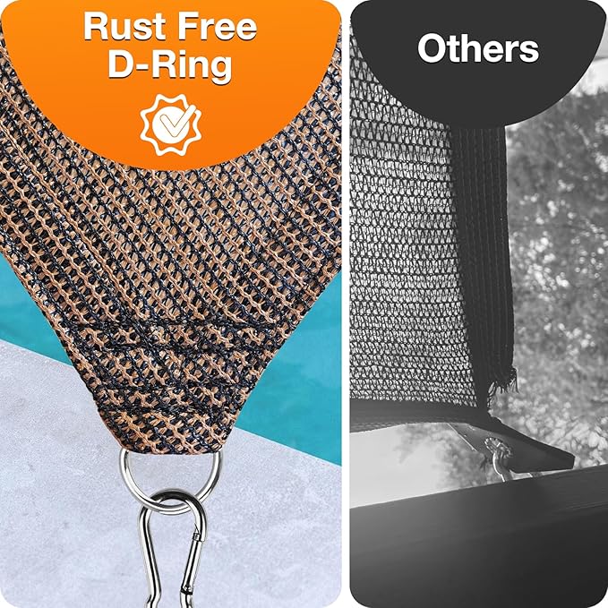 Artpuch Sun Shade Cloth with Grommets & D-Rings, 90% UV Protection Shade Cover, Rectangle Shade Sail for Outdoor, Patio, Pergola (Custom Size)