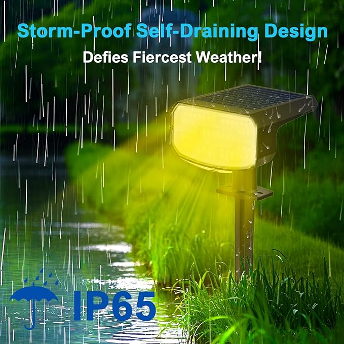 Solar Lights Outdoor Waterproof IP65,Auto On/Off, 2700K 2 Lighting Modes, Super Bright LED, Solar Powered Yard Garden Solar Spot Lights for Outside Landscape,4 Pack