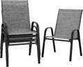 PIZZELLO Patio Chairs Set of 4, Outdoor Stackable Dining Chairs for All Weather, Lightweight Textilene Outdoor Chair Sets with Armrests, 330Lbs Capacity, for Backyard Porch Poolside Garden (Grey)