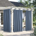 NICETOWN 2 Panels Outdoor Curtains for Patio Waterproof & Windproof, Thermal Insulated Top & Bottom Grommet & Back Tab Sun Blocking Outdoor Drapes with Fixed Rope for Gazebo, Stone Blue, W66 x L90