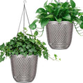 QCQHDU Self Watering Hanging Pots, 2 Pack 7.2 Inch Hanging Planters for Plants Indoor, Outdoor Flower Pots with Drainage Holes and 3 Hooks Chains for Garden Home (Gray)