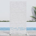 Casaphoria 72" H x 35" W Metal Outdoor Privacy Screen, Freestanding Decorative Divider for Patio, Deck, Balcony, and Garden with Stable Base, White-Godfre