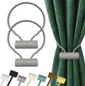 Hion Magnetic Curtain Tiebacks Grey 2pcs, Curtain Tiebacks Buckles Holdbacks Holders Hooks Clip for Home Bedroom Office Decorative Curtain