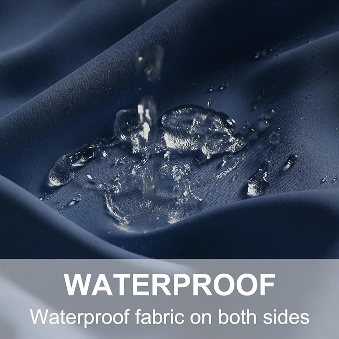 RYB HOME Outdoor Curtains for Patio Waterproof Block Sunlight Thermal Insulated Privacy Assured Thick Outside Curtains for Porch, Gazebo, Pergola, W84 x L84, Navy Blue, 1 Panel