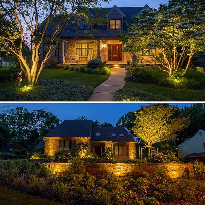 ZUCKEO 10W Landscape Lighting Low Voltage LED Landscape Lights, IP66 Waterproof Landscape Spotlights Yard Lawn Garden Outdoor Lights 12V 24V 1000LM Warm White (12Pack with Connectors)