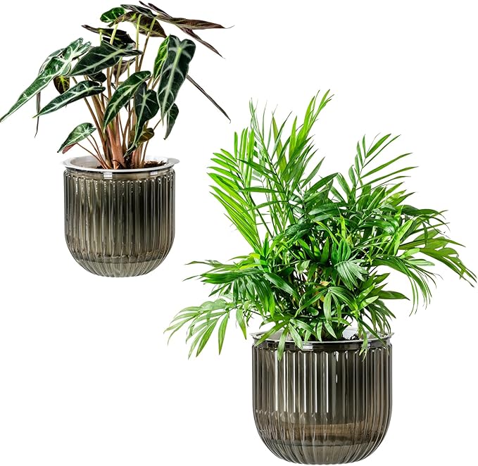 Melphoe Self Watering Pots for Indoor Plants Planter, 6.5/5.3 Inch 2 Pack Planters Self Watering Plant Pots for Flower, Houseplants, Succulent, African Violets and Cactus with Drainage