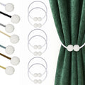 Hion Magnetic Curtain Tiebacks White 6 Pack, Curtain Tiebacks Buckles Holdbacks Holders Hooks Clip for Home Bedroom Office Decorative Thick or Thin Curtain