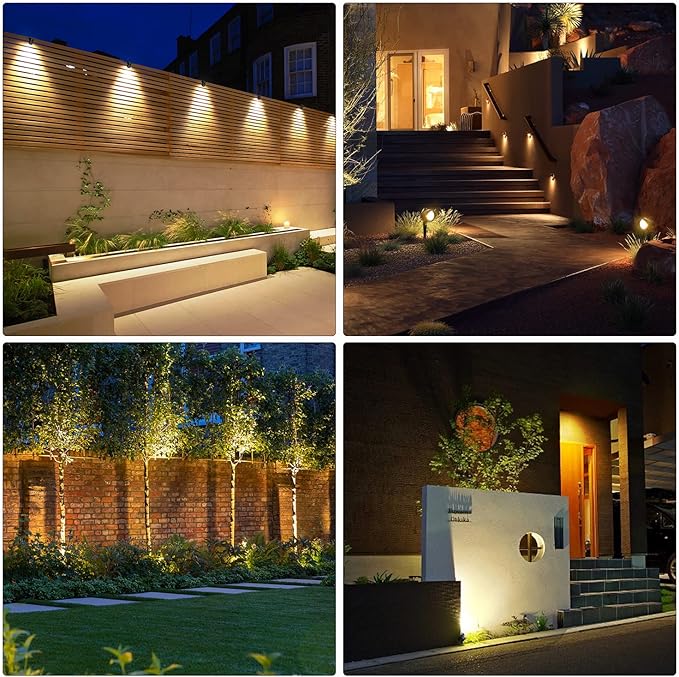 MEIKEE 9W LED Landscape Lights, 120V Landscape Lighting with US 3-Prong Plug, Warm White IP66 Waterproof Outdoor Garden Spotlights for Path Yard Walkway (2 Pack)