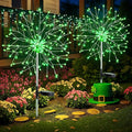 suddus St. Patrick's Day Decorations Solar Firework Lights - 150 LED Green Outdoor Garden Lights, 8 Modes DIY Sparkler Lights, Waterproof Solar Stake Lights for Yard, Pathway Flowerbed Decor (2 Pack)