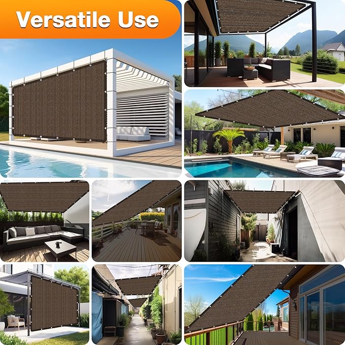 Artpuch Sun Shade Cloth with Grommets & D-Rings, 90% UV Protection Shade Cover, Rectangle Shade Sail for Outdoor, Patio, Pergola (Custom Size)