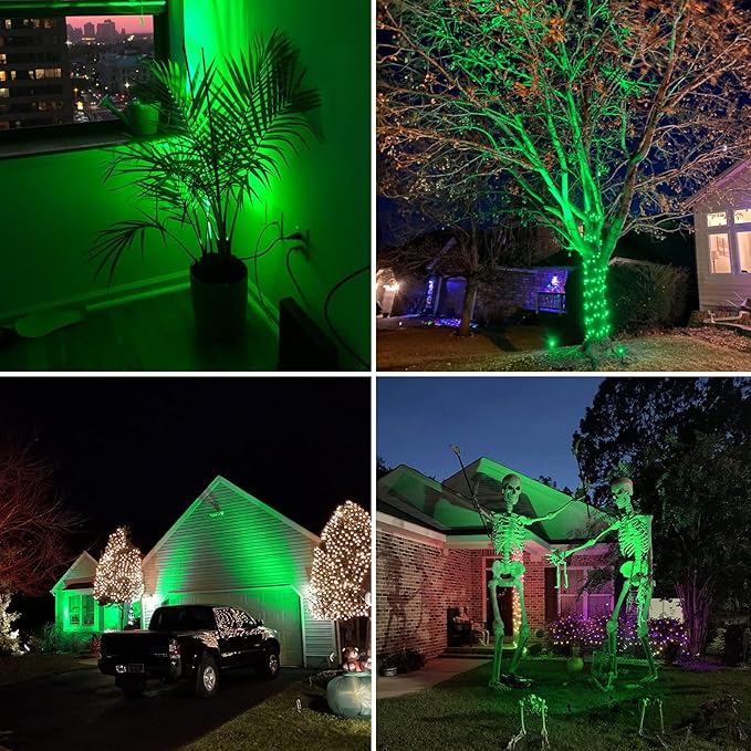 LemonBest Outdoor Water-Resistant LED Lawn Garden Landscape Lamp Wall Yard Path Patio Lighting Spot Lights Green AC Spiked Stand with Power Plug (1)