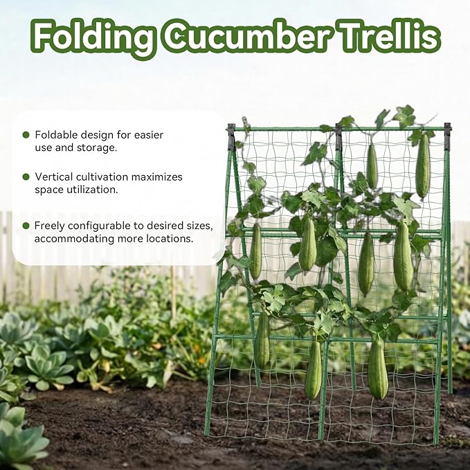 2 Pack Cucumber Trellis, 34"×48" Garden Trellis for Climbing Plants Outdoor, A-Frame Vegetable Trellis for Raised Bed, Support for Tomatoes, Squash, Zucchini, Vegetables & Flowers