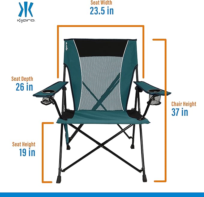 Kijaro Dual Lock Portable Camping Chairs - Enjoy the Outdoors with a Versatile Folding Chair, Sports, Outdoor & Lawn - Dual Lock Feature – Cayman Blue Iguana