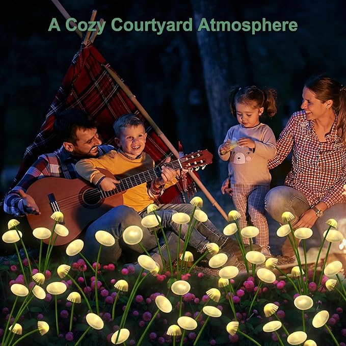 6 Pack 48LED Solar Garden Lights, 8 Lighting Modes Swaying Mushroom Lights, IP65 Waterproof Outdoor Decor for Garden, Yard, Patio, Pathway & Gifts for Women, Grandma (Warm White)