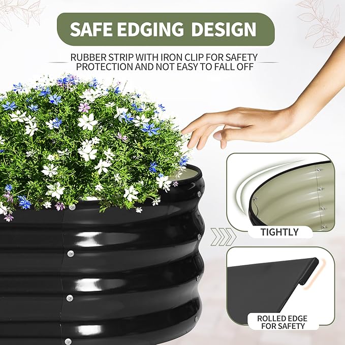 Galvanized Raised Garden Bed Outdoor- Raised Beds for Gardening| Metal Planter Box, Steel Raised Garden Bed Kit with Safety Edging and Gloves for Vegetables, Flower, Herbs (8x2x1FT, Gray)