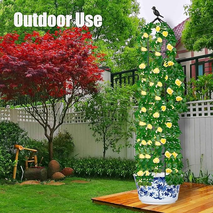 4-Pack 6FT Garden Obelisk Trellis for Climbing Plants,70”Metal Plant Support Tower, Heavy Duty Thickened Tube,Rustproof Black Flower Stand for Vines, Roses, Outdoor & Indoor Use