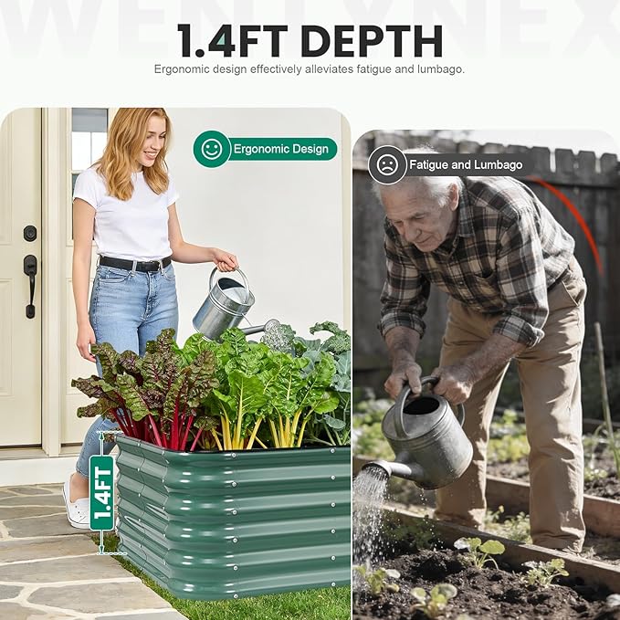 5×3×1.4FT Galvanized Raised Garden Bed Outdoor, Metal Raised Garden Bed Kit, Large Planter Raised Beds, 4 In1 Modular Raised Planter Box Outdoor,Raised Beds for Gardening for Vegetables Flowers Herbs