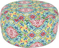 LVTXIII Indoor/Outdoor Extra Large Inflatable Ottoman Pouf D31 x H14 Inch, Round Footstool with Handle, Weather-Resistant Portable Furniture for Patio, Camping, Beach, Damask Red