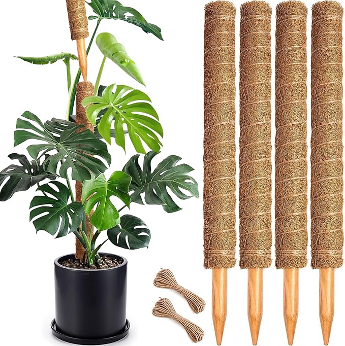 Soupiar 4 Pack 22 Inch Stackable Moss Pole - Thick & Sturdy Natural Coir Totem Plant Support & Garden Stakes for Monstera & Pothos, Indoor Climbing Vining Houseplants, 70”H Max