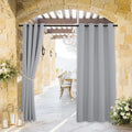 RYB HOME Outdoor Curtains for Patio Waterproof Block Sunlight Thermal Insulated Privacy Assured Thick Outside Curtains for Pergola, Cabana, Gazebo, W52 x L72, Light Grey, 1 Panel
