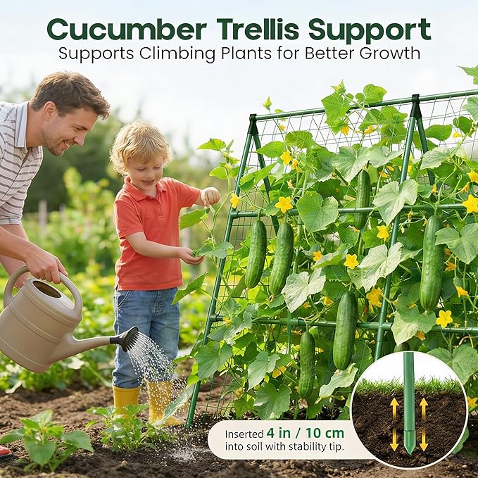 50x50 Cucumber Trellis for Raised Bed - A Frame Garden Trellis for Climbing Plants Outdoor - Cucumbers, Pea, Zucchini, Squash,Tomato, Green Bean, Vine, Watermelon, Melon, Pumpkin