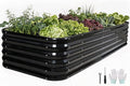 5 in 1Galvanized Raised Garden Bed - 8x3x1.4ft Modular Garden Planter Bed Outdoor | Steel Raised Bed Kit with Bracing Rods, Gloves for Gardening Vegetables Fruits and Flowers (Gray)