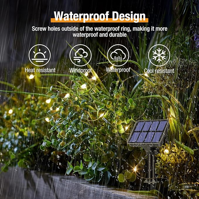 btfarm Solar String Lights for Outside, 6 Pack 198FT 480LED Solar Fairy Lights Waterproof with 8 Modes, Twinkle Solar Powered Outdoor Lights for Tree Garden Yard Christmas Wedding Party, Warm White