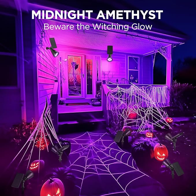 InnoGear Solar Lights Outdoor Waterproof Halloween Christmas Solar Garden Light for Outside Yard Landscape Lighting Pathway Spot Lights Spotlight Wall Light Auto On/Off, 2 Pack (Violet Purple Light)