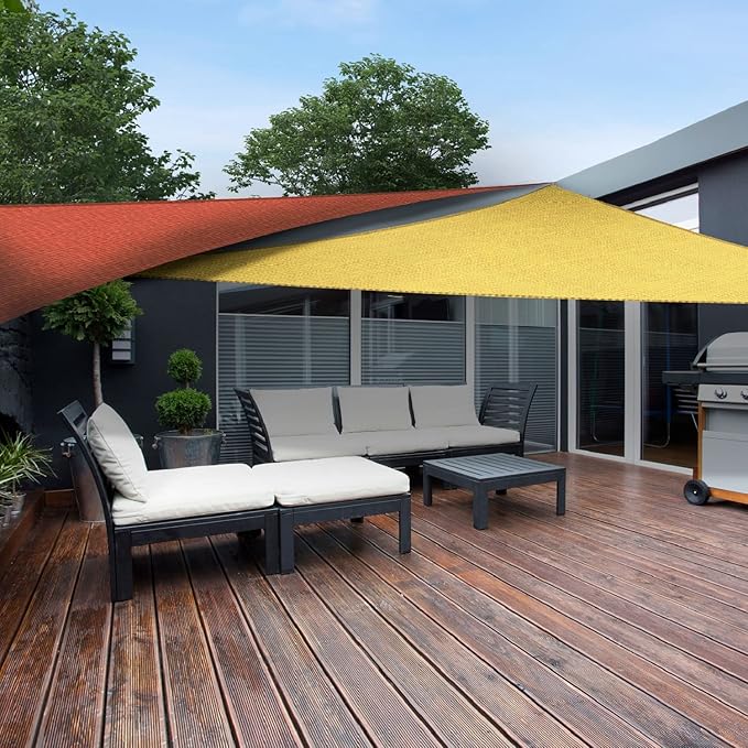 AsterOutdoor Sun Shade Sail Triangle 10' x 10' x 10' UV Block Canopy for Patio Backyard Lawn Garden Outdoor Activities, Graphite