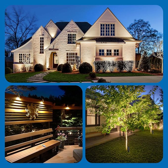 ALOVECO Low Voltage Landscape Lights, 6 Pack LED Spot Lights Outdoor with 30W Transformer IP65 Waterproof, Plug in Outdoor Landscape Lighting for Yard Garden Tree House Flag Pathway (Warm White 2700K)