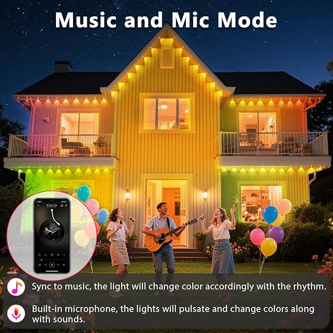 500FT Permanent Outdoor RGB Lights, IP67 Waterproof Smart Eave Lighting, with App/Remote Control Eaves Light, DIY LED Scenes Modes for House Roof Decor,Christmas,Party