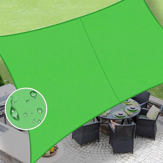 LOVE STORY Rectangle 6'x9' Waterproof Sun Shade Sail Canopy UV Block for Outdoor Patio Backyard Carport,Fruit Green(We Make Custom Size)