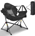 Ainfox Hammock Camping Chair, Foldable Portable Rocking Chairs for Adults Outside Swinging Camp with Cup Holder Pillow for Outdoor Patio Poolside (Black)