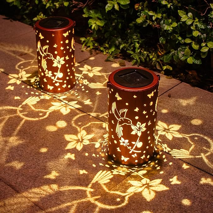 4 Pack Solar Lanterns Outdoor Waterproof Hummingbirds Birthday Gifts for Women Mom Grandma Garden Decor Hanging LED Decorative Light for Patio Yard Lawn Gardening Gifts
