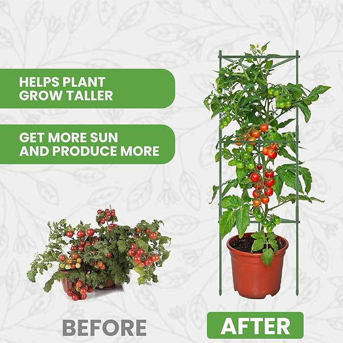Tomato Cage - Large Trellis Stakes and Plant Support Structures for Vegetables and Climbing Plants - Tall Tomato Cages for Garden, Pots, Raised Garden Bed Outdoor Supplies (3 Pack - Up to 48")