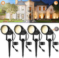 Dusk to Dawn Outdoor Lighting,3000K Warm White LED Landscape Spotlights with Photocell Sensor,Waterproof Spot Lights for Yard Flag Pole House Garden Tree(4 Pack)