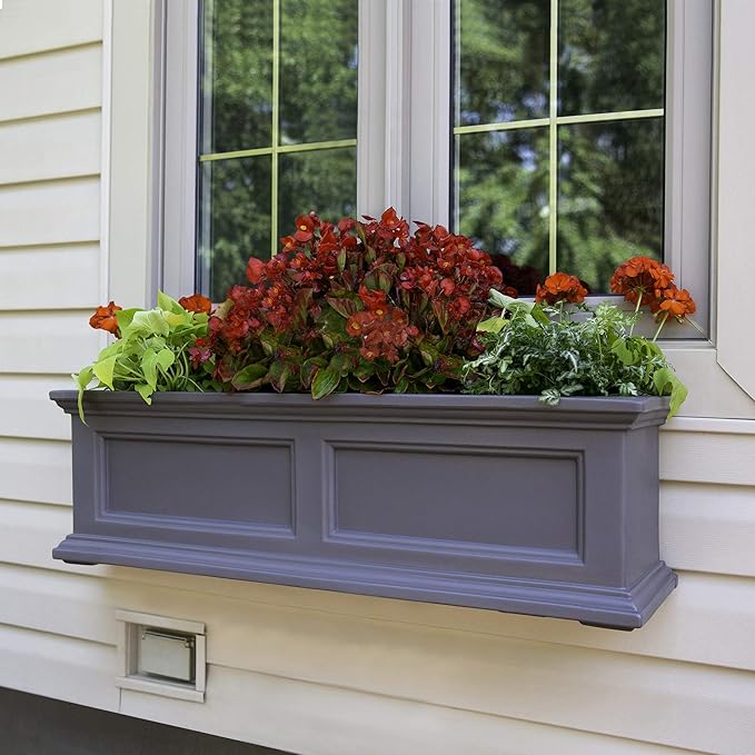 Mayne Fairfield 3-Foot Window Box – Self-Watering, Weather-Resistant Planter for Flowers – Durable Design for Outdoor Use, Perfect for Windows