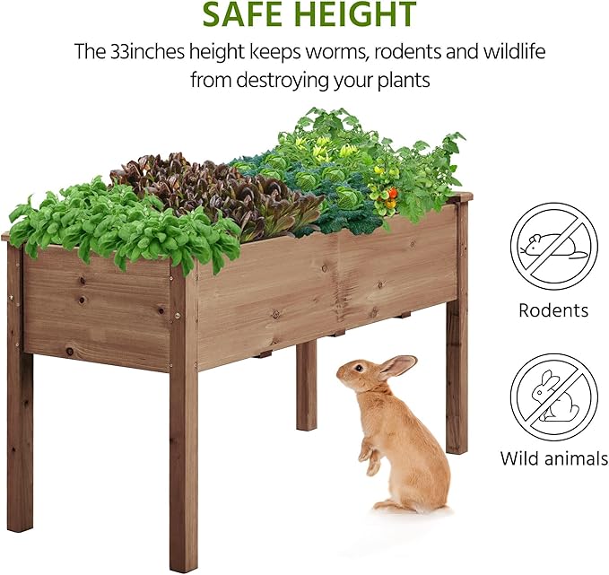 Yaheetech 2pcs Raised Garden Bed 48x24x30in Elevated Wooden Horticulture Planter Box with Legs Standing Growing Bed for Gardening/Backyard/Patio/Balcony, Dark Brown