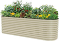 32" Extra Tall Raised Garden Bed Kits, 4 x 8 x 2.7ft Raised Planter Box Outdoor, 2.5 x 9.5 x 2.7ft Deep Root 10 in 1 Modular Metal Raised Beds for Gardening Vegetables Flowers Fruits - Pearl White