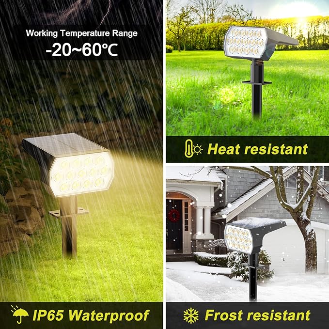 Solar Spot Lights Outdoor 8 Pack, IP65 Waterproof Solar Landscape Spotlights with 65 LEDs, 3 Lighting Modes Solar Garden Lights for Yard Pathway House Driveway (Warm White)