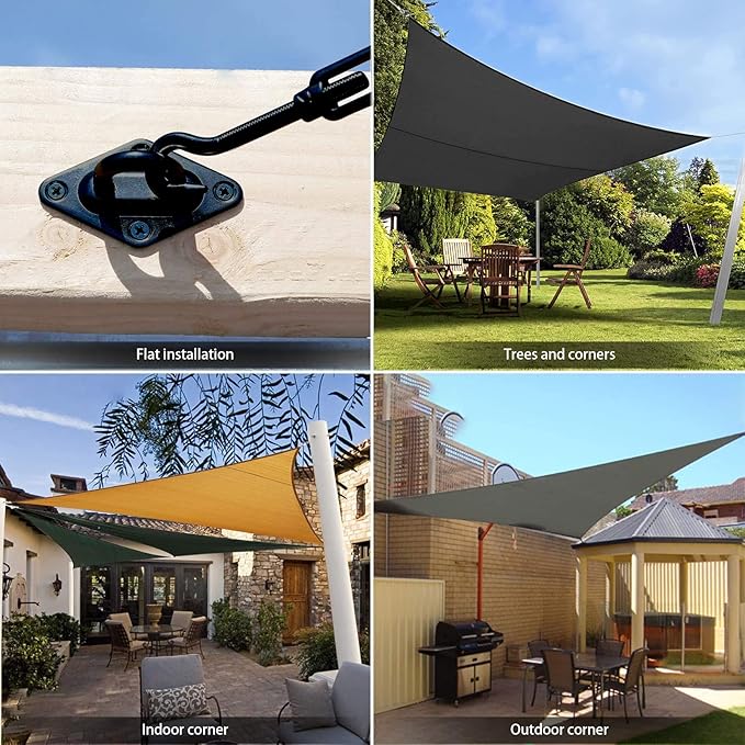 Sun Shade Sail Hardware Kit 6 Inch for Rectangle & Triangle Shade Sail Install, Stainless Steel ShadeSail Fixing Accessories for Outdoor Patio Canopy Garden, Heavy Duty Awning Attachment 40 Set