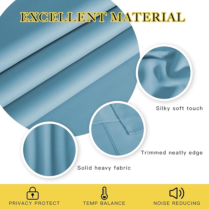 NICETOWN Blackout Curtains 63 inches Long for Living Room Bedroom, Grommet Thermal Insulated Room Divider Drape Window Treatment for Sliding Patio Door, W100 x L63, 1 Panel, Teal Blue