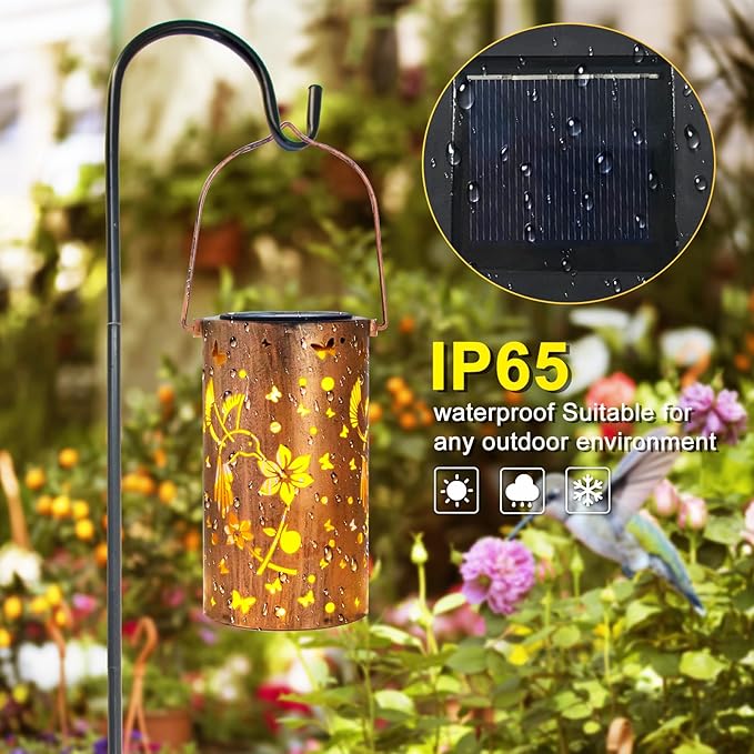 4 Pack Solar Lanterns Outdoor Waterproof Hummingbirds Birthday Gifts for Women Mom Grandma Garden Decor Hanging LED Decorative Light for Patio Yard Lawn Gardening Gifts